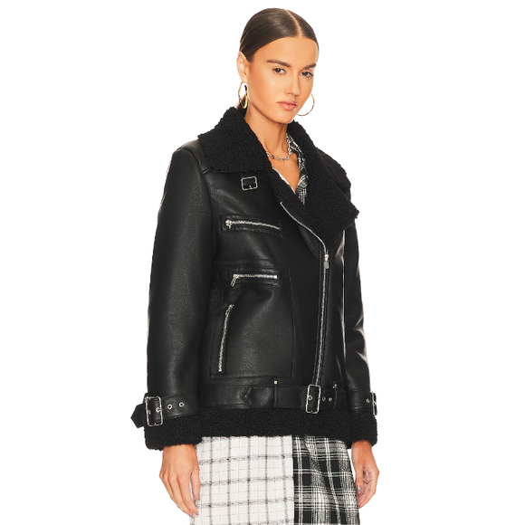$139 Steve Madden Quinn Womens Faux Leather Cold Weather Motorcycle Jacket - Picture 3 of 5